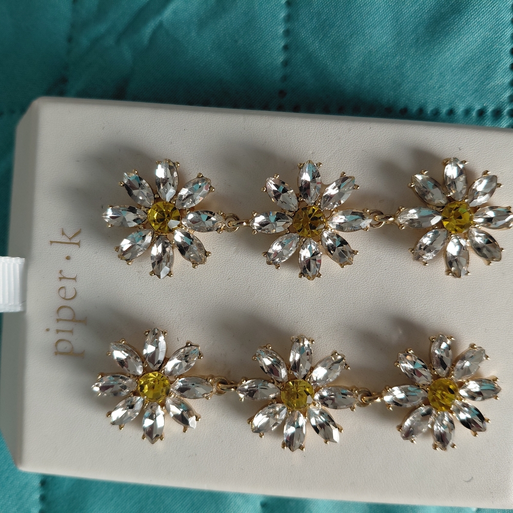 Piper K Gold and Silver Flower Earrings